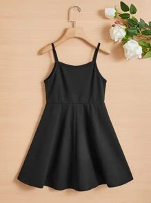 SHEIN Chicas Vestido de tirantes & con cordón delantero Top - Multicolor - Ver 5