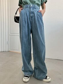 DAZY High Waist Straight Leg Jeans - Medium Wash - View 6