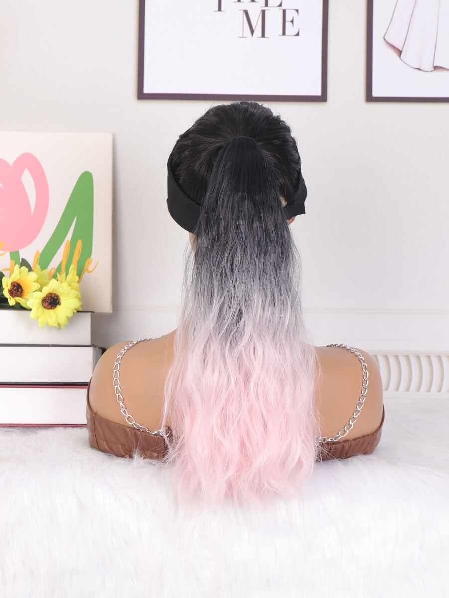Medium Curly Ponytail Synthetic Hair Extension - Ombre - View 1