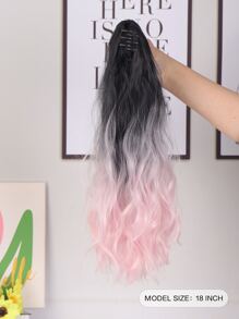 Medium Curly Ponytail Synthetic Hair Extension - Ombre - View 2