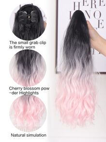 Medium Curly Ponytail Synthetic Hair Extension - Ombre - View 3