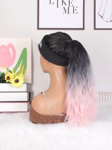 Medium Curly Ponytail Synthetic Hair Extension - Ombre - View 4