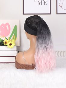 Medium Curly Ponytail Synthetic Hair Extension - Ombre - View 5