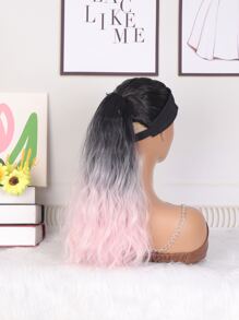 Medium Curly Ponytail Synthetic Hair Extension - Ombre - View 6