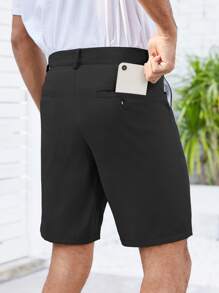 Men Solid Slant Pocket Bermuda Shorts - Black - View 2