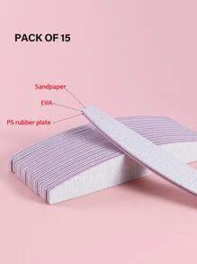 15 piezas limas de uñas de grano 100/180, esmeril de doble cara, esmeril lavable, tampones de uñas reutilizables, herramientas de manicura para uñas naturales, uñas acrílicas, uso doméstico y de salón - Gris - Ver 4