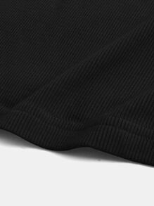 SHEIN BASICS Plus Scoop Neck Crop Tee - Black - View 7