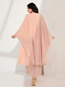Modelyn Vestido de tirantes unicolor & Abrigo con parte delantera abierta - Rosa - Ver 2