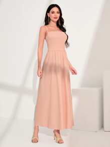 Modelyn Vestido de tirantes unicolor & Abrigo con parte delantera abierta - Rosa - Ver 3