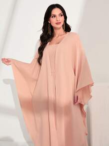 Modelyn Vestido de tirantes unicolor & Abrigo con parte delantera abierta - Rosa - Ver 5