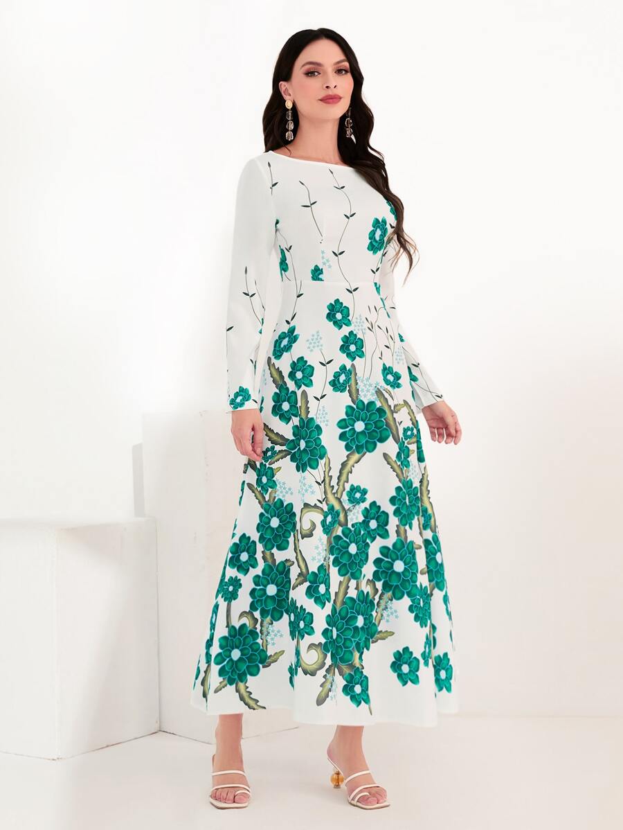 Modelyn Floral Print Zip Back Dress - Multicolor - View 1