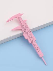1pc Mini Size Plastic Eyebrow Measuring Ruler, Brow Mapping Ruler Tool, Mini Vernier Caliper Double Scale Plastic Ruler, Sliding Gauge Ruler for Microblading Eyebrow Tattoo Brow Artists Makeup-Pink - Baby Pink - View 2
