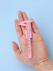 1pc Mini Size Plastic Eyebrow Measuring Ruler, Brow Mapping Ruler Tool, Mini Vernier Caliper Double Scale Plastic Ruler, Sliding Gauge Ruler for Microblading Eyebrow Tattoo Brow Artists Makeup-Pink - Baby Pink - View 3