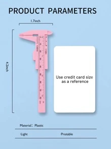 1pc Mini Size Plastic Eyebrow Measuring Ruler, Brow Mapping Ruler Tool, Mini Vernier Caliper Double Scale Plastic Ruler, Sliding Gauge Ruler for Microblading Eyebrow Tattoo Brow Artists Makeup-Pink - Baby Pink - View 4