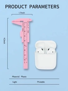 1pc Mini Size Plastic Eyebrow Measuring Ruler, Brow Mapping Ruler Tool, Mini Vernier Caliper Double Scale Plastic Ruler, Sliding Gauge Ruler for Microblading Eyebrow Tattoo Brow Artists Makeup-Pink - Baby Pink - View 5