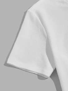 Manfinity Men Letter Graphic Tee & Drawstring Waist Shorts - Blue and White - View 5