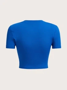 SHEIN ICON Figure Graphic Crop Tee - Blue - View 5