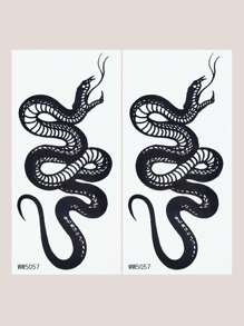 2 מדבקות קעקוע נחש - שחור - ראה 2