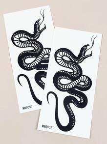 2 מדבקות קעקוע נחש - שחור - ראה 4