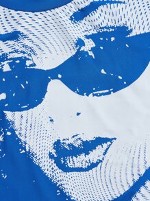 SHEIN ICON Figure Graphic Crop Tee - Blue - View 3