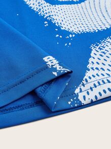 SHEIN ICON Figure Graphic Crop Tee - Blue - View 4