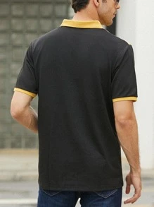 男士撞色POLO衫 - 彩色 - 查看 3