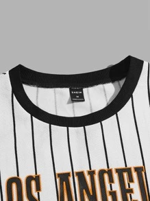 Manfinity Men Striped & Letter Graphic Tee - White - View 3