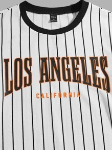 Manfinity Men Striped & Letter Graphic Tee - White - View 4