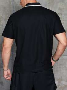 Manfinity Men Plus Plaid Print Polo Shirt - Black - View 2