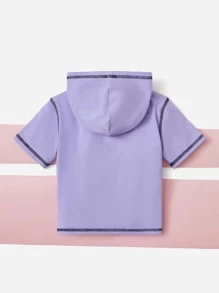 SHEIN Tops em bé Tương phản ràng buộc Lá thư - Màu tím  Violet - Xem 2