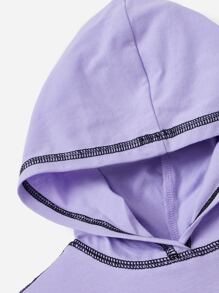 SHEIN Tops em bé Tương phản ràng buộc Lá thư - Màu tím  Violet - Xem 3