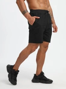 Manfinity Sport Corelite Men Drawstring Waist Sports Shorts - Black - View 1