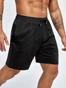 Manfinity Sport Corelite Men Drawstring Waist Sports Shorts - Black - View 3