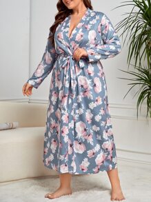 Bata con cinturón con estampado floral - Multicolor - Ver 5