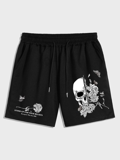 Street Life Men Skull & Floral Print Shorts, School
