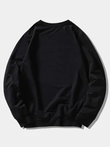 ROMWE MEN Guys Dragon Graphic Sweatshirt - Black - View 2