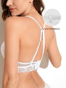 Deyllo Floral Lace Underwire Bra - White - View 2