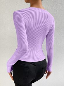 Calvaya Scoop Neck Ribbed Knit Sweater,Long Sleeve Tops