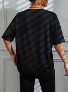 SHEIN Unity Letter Graphic Drop Shoulder Tee - Black - View 2