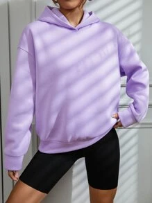 SHEIN Unity Butterfly And Slogan Graphic Drop Shoulder Hoodie - Lilac Purple - View 2
