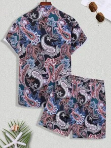 Manfinity RSRT Hombres con estampado de paisley Camisa & Shorts sin camiseta - Multicolor - Ver 2