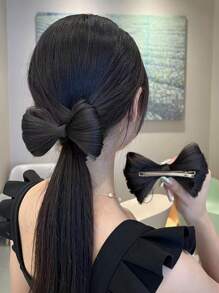 Flecos con diseño de lazo corto sintético pelo - Negro - Ver 1