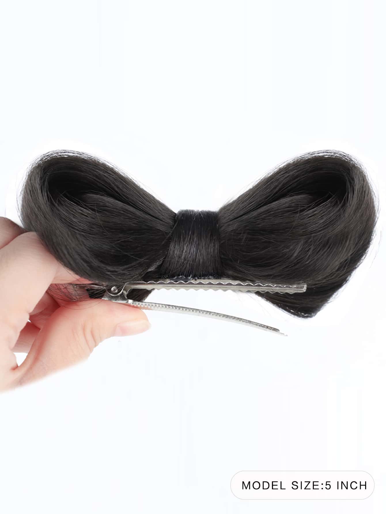 Bow Design Short Synthetic Hair Bangs - Black - View 2