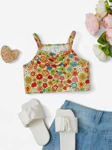 SHEIN Baby Floral Print Cami Top - Multicolor - View 1