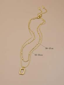 2pcs Simple Stainless Steel Geometric Square Necklace (No Gift Box), Father's Day Gift, Mother's Day Gift, Gift Giving (Actual Length May Vary From Small Cylinder Quantity)