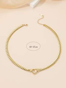 愛心裝飾頸鏈 - 金黃色 - 查看 3