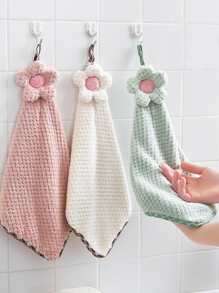 1 bucată prosop de spălat cu model floral de culoare aleatorie, prosop de mână drăguț flanelet absorbant apă pentru bucătărie, baie - Multicolor - Vizualizare 2