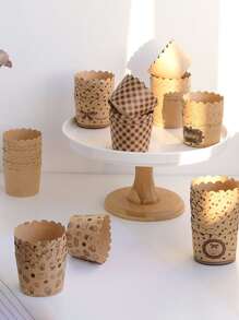 50入組雙色格子和字母圖案隨機紙杯蛋糕紙杯 - 彩色 - 查看 7