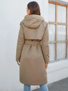 GASMAN Double Breasted Belted Trench Coat - Khaki - View 2
