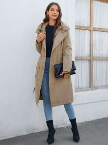 GASMAN Double Breasted Belted Trench Coat - Khaki - View 3